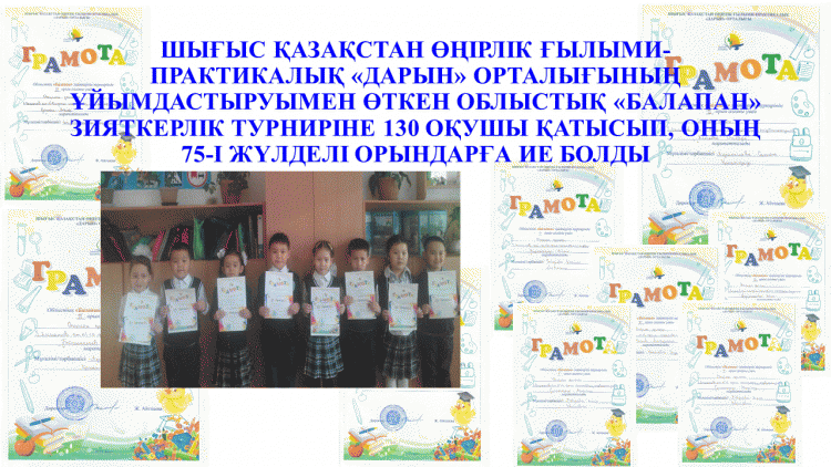 Облыстық "Балапан" зияткерлік турнирінен 75 оқушы жеңімпаз атанды!