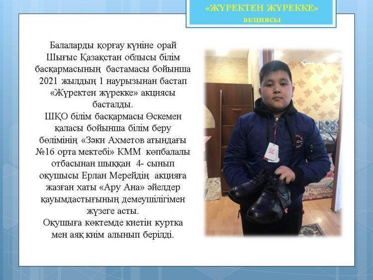 «ЖҮРЕКТЕН ЖҮРЕККЕ» акциясы